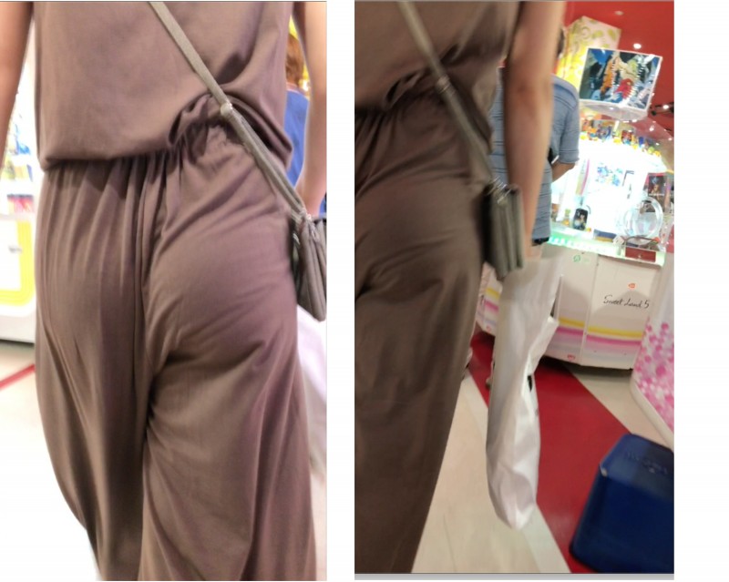 [Gal butt x 2] Beige all-in-one prep butt sways from side to side [...]